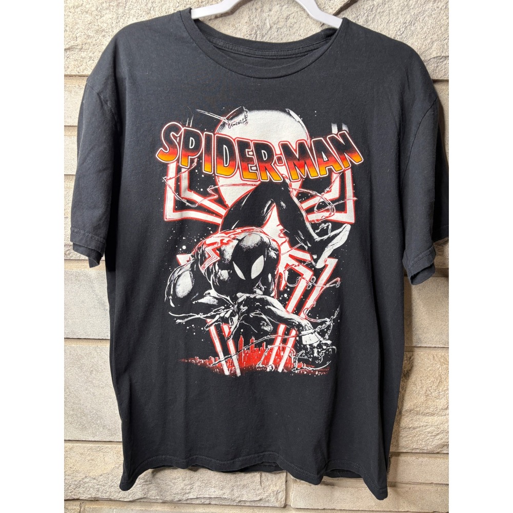 Marvel Spider-Man Mens Black Graphic T-Shirt Cotton Short Sleeve Large 42/44